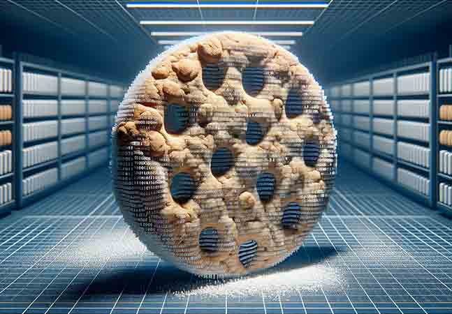 A cookie in the middle of a server room