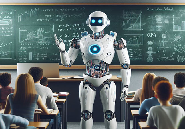 A robot teaching a class