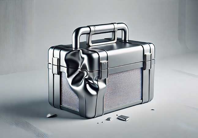 illustration of a dented toolbox
